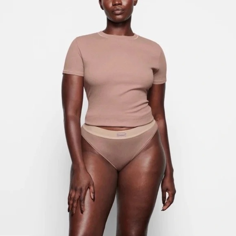 SKIMS Cotton Rib Thong Umber